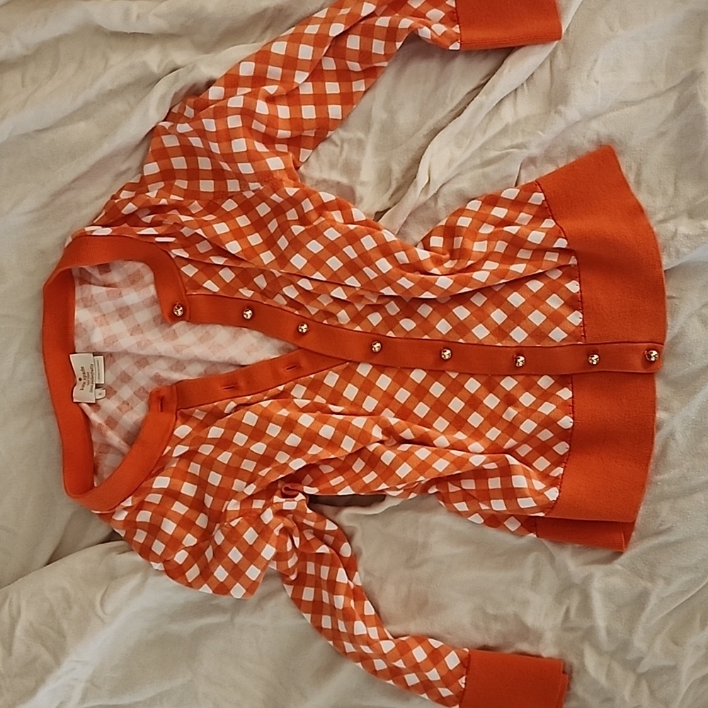 Orange and white Kate Spade Kati Cardigan, size Small